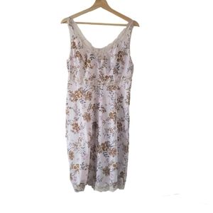 Vintage Full Dress Slip Floral Lace Trim Sexy Made in Italy Size M